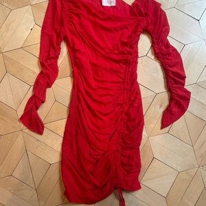 Elegant Red Ruched Dress